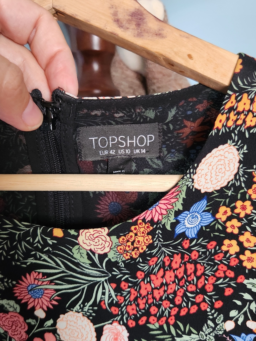 Topshop Black Floral Dress with Floral Blooms - Picture 5 of 5